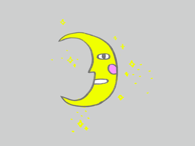 Moon animation character cute design doodle emoji gif icon illustration linework moon star