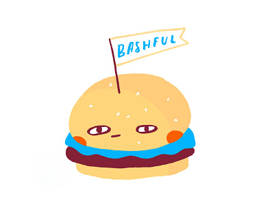 Bashful Burger brush burger cute food graphic graphic design typography vector