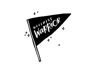 Wellness Warrior banner casual handlettering illustration lettering logo modern sparkles typography vector