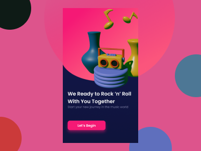 Music Let's Begin 3d 3d animation app design mobile ui ux