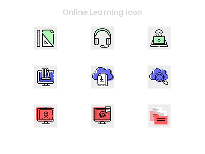 Online Learning Icon books design icon icon set illustration vector web