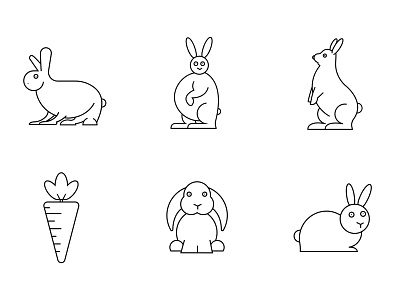 Icon drawings of rabbits animals digital illustration digitalart icon design icon set icons illustration illustration art rabbit rabbit icons rabbit illustrations rabbit logo rabbits ui vectorart
