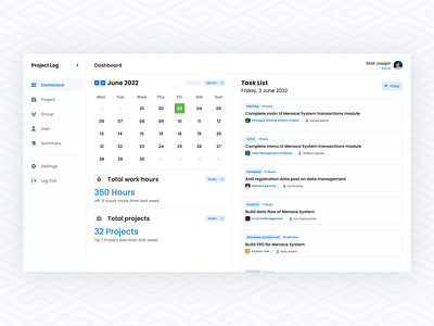 Tasks log system admin dashboard by Arya P. on Dribbble