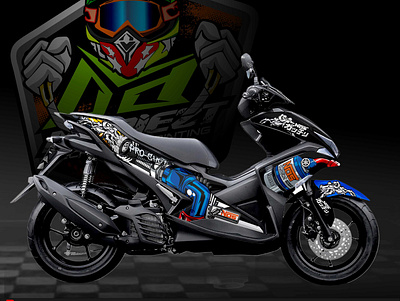 DECAL STIKER AEROX NOS BLACK aerox branding decal design graphics illustration kits logo motorcross yamaha
