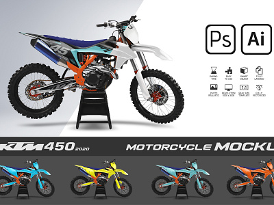 KTM 450 2020 mockup decal design kits ktm mockup motorcross mxgraphics sticker template wrap