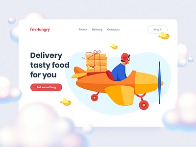 I'm Hungry. Food Delivery Illustrations I 2d art airplane bird delivery design food illustration landingpage maize pizza plane sky ui ui8 vector