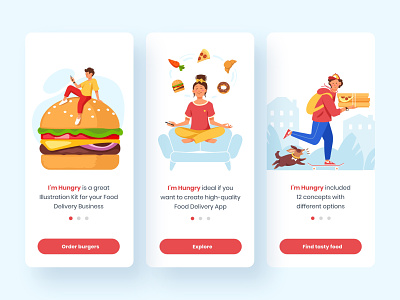 I'm Hungry. Food Delivery Illustrations III burger delivery design donut food illustration pizza ui vector