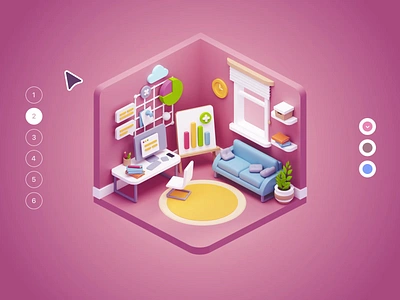 Cubbies: 3D Workspace Illustrations 3d blender figma homeoffice illustration interior isometric room sketch ui ui8 workspace