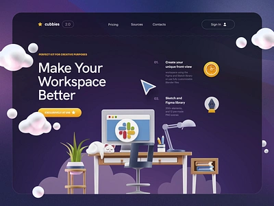 Cubbies v2.0 3dblender blender figma homeoffice illustration office sketch ui ui8 workspace