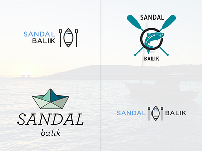 Sandal Balik Logo balik boat chips fish fishing food logo restaurant row rowing sandal