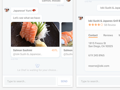 Le Chef Chat Bot bot chat chatbot chef conversation conversational ui conversational ux le chef sushi ui ux