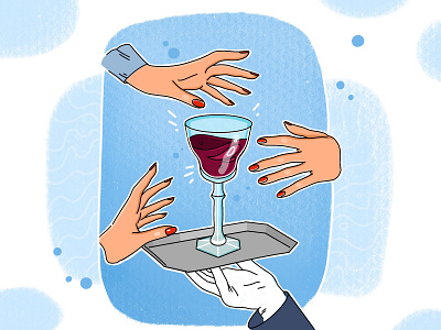 Don't touch my wine🍷 hand drawn illustration inspiration restaurant service wine wine glass