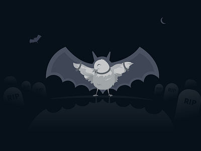 Pretentious Birdie! bat bird halloween night scary