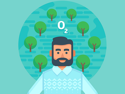 O2 - WIP environment flat design man o2 planting trees