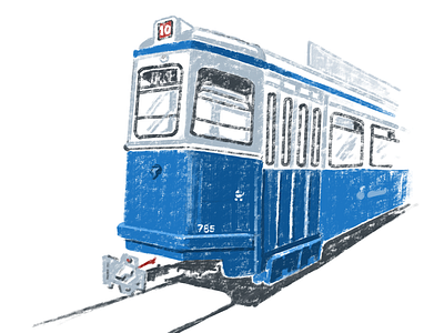 Vintage Tram - 2 illustration tram transport zurich