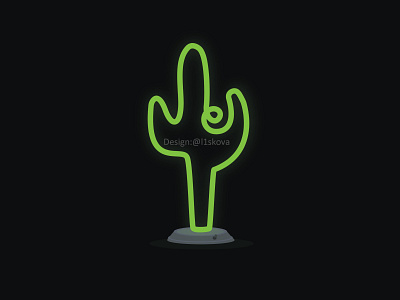 Neon cactus design graphicdesign illustration minimal vector