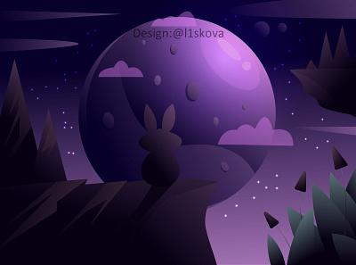 The moon rabbit design graphicdesign illustration vector