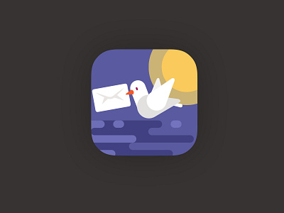 icon of grief grocery store bird cloud flat icon illustration logo mail ui