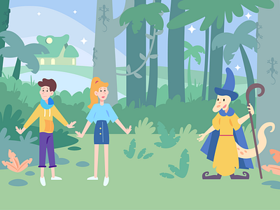 Teenagers adventure in a forest 2d adobe illustrator cartoon cartoon character cartoon illustration character concept character design character illustration children children book children book illustration fairy tale book fairy tale book illustration flat design illustration kids teen teenager teenager book illustration teenager illustration
