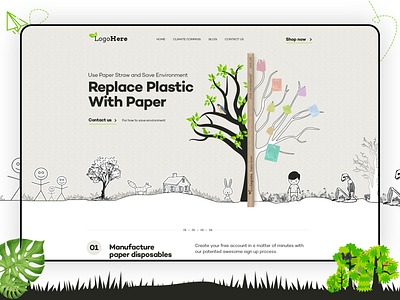 Eco friendly Website UI-UX 2020 trend clean custom theme ecofriendly ecofriendly website footprint go green greenary icon illustrator new concept photoshop plastic free ui ux vector website design