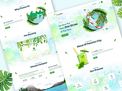 Eco Friendly Landing Page branding creative creative agency eco ecology exploration greenery illustrator landing page nature illustration nature photography one page template design ui ui ux uidesign web design website design zero waste