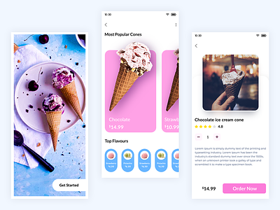 ice cream app app design app designer cold drink food app food delivery food ordering app ice cream ice cream cone ice cream shop icecream ui ux