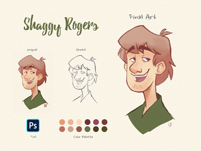 Shaggy Rogers - Fictional character art brush cartoon character character design drawing shaggy