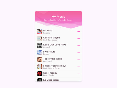 Music app design music pink ui