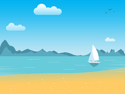 Sandbeach boat design illustration sandbeach sun sunshine