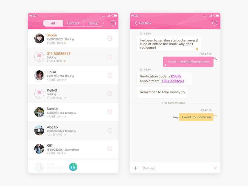 Daily Ui #015 Contact By Xinjiebi On Dribbble