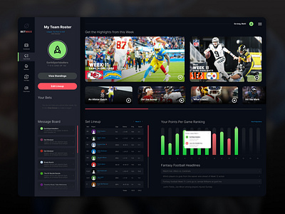 DailyUI - 21 - Monitoring Dashboard dailyui digital fantasy football ui user interface web