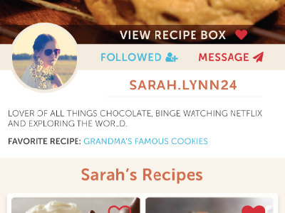 Recipe Me - Profile app application social media user experience user interface