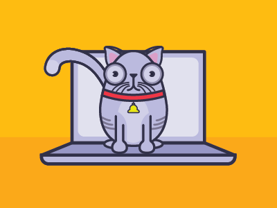 Specs the Cat cat computer computer cat illustration meow vector