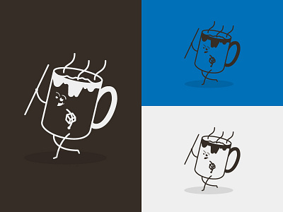 Coffee Cup Doing Coffee Stuff coffee cup illustration line art vector