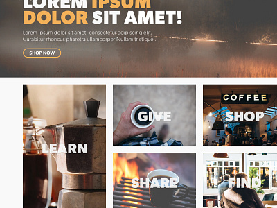 eCommerce Landing Page brew coffee ecommerce find give learn share shop store web design