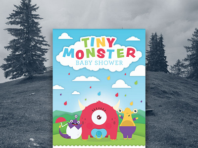 Tiny Monster illustration invitation invite monster type