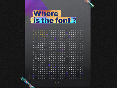 Where is the font ? crossword font gold gradient grid holographic poster poster design