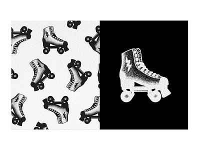 Inked Rollerskates black black white blackwork design illustration lightning print roller rollerskate tattoo
