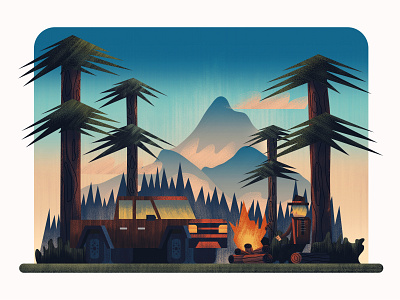 Campfire in Forest adobe art artist campfire creative design digital illustration flat design flat illustration forest grain illustration illustrator illustrator cc landscape noise photoshop photoshop cc texture wacom