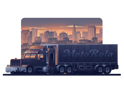 American Trucks - San Francisco american truck city denver flat illustration grain illustration landscape noise outdoors panorama retro texture trailer transport truck vehicle vintage