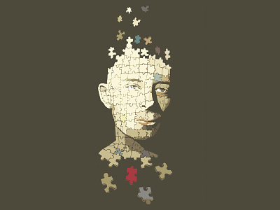 Jigsaw falling into place artwork gouache illustrator jigsaw music portrait radiohead thom yorke wacom