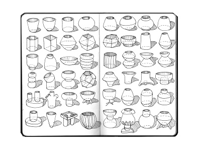 Sketchbook_05 artwork design illustration ink moleskine nature plants pot pottery sketch sketchbook