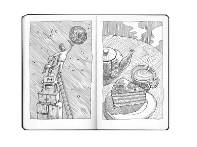 Sketchbook_18 artwork cake design food illustration ink moleskine moon simple sketch sketchbook space