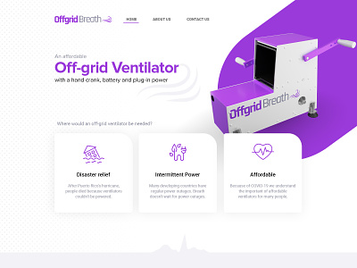 off-grid ventilator app ui clean landing page design one page website professional purple uiux web design web ui website design