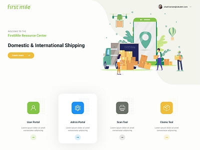 Firstmile - landing page application banner design clean illustration landing page design ui web design web ui