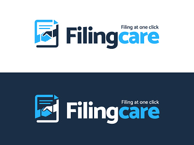 Filingcare account auditing bank blue logo clean corporate file logo filing finance logo professional