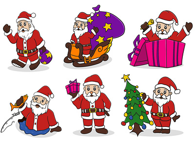 Cute Santa Claus Character kids background card celebration character character design christmas clean cute graphic design happy holiday icon illustration mascot character mascot design merry new year season vector winter