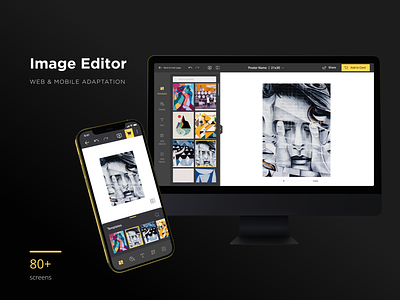 Image Editor app black design poster editor responsive ui ux web web app