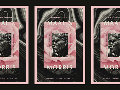 Maal & Morris design flier flower layer pastel poster poster design show poster statue typography warp