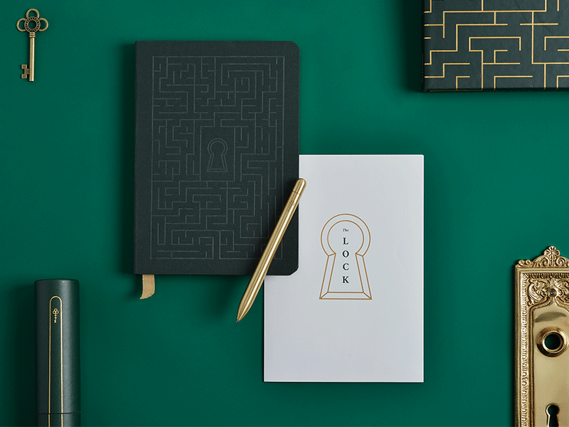 Lock & Key Set key limited edition lock maze mystery notebook packaging design pen puzzle